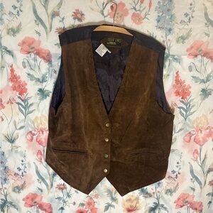 Vintage Brown Suede Vest with Button Closure